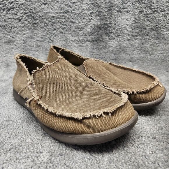 Crocs Santa Cruz Khaki Slip On Canvas Loafers Mens Size 7 Beige - Picture 1 of 10